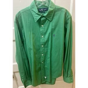 Vintage Ralph Lauren Shirt Men’s Large L Green Long Sleeve Polo 90s 80s